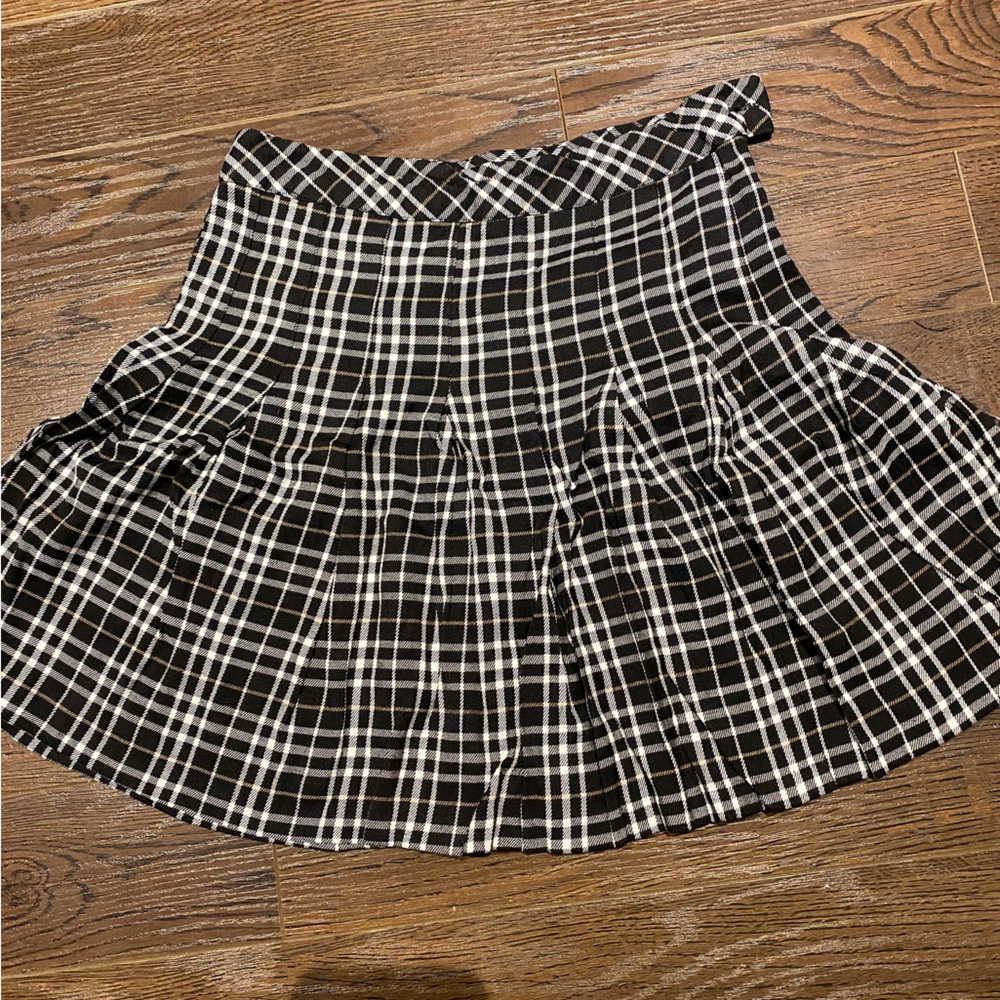Ardene Black and White Plaid Skater Skirt